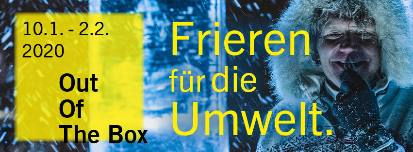 Festival Out Of The Box 2020 Frieren Für die Umwelt Banner mit Eismusik